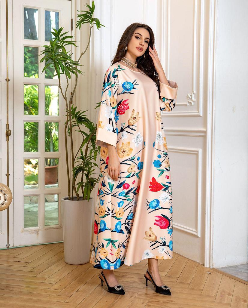 AB346 Arabic Dubai Fashion Rhinestone Jalabiya