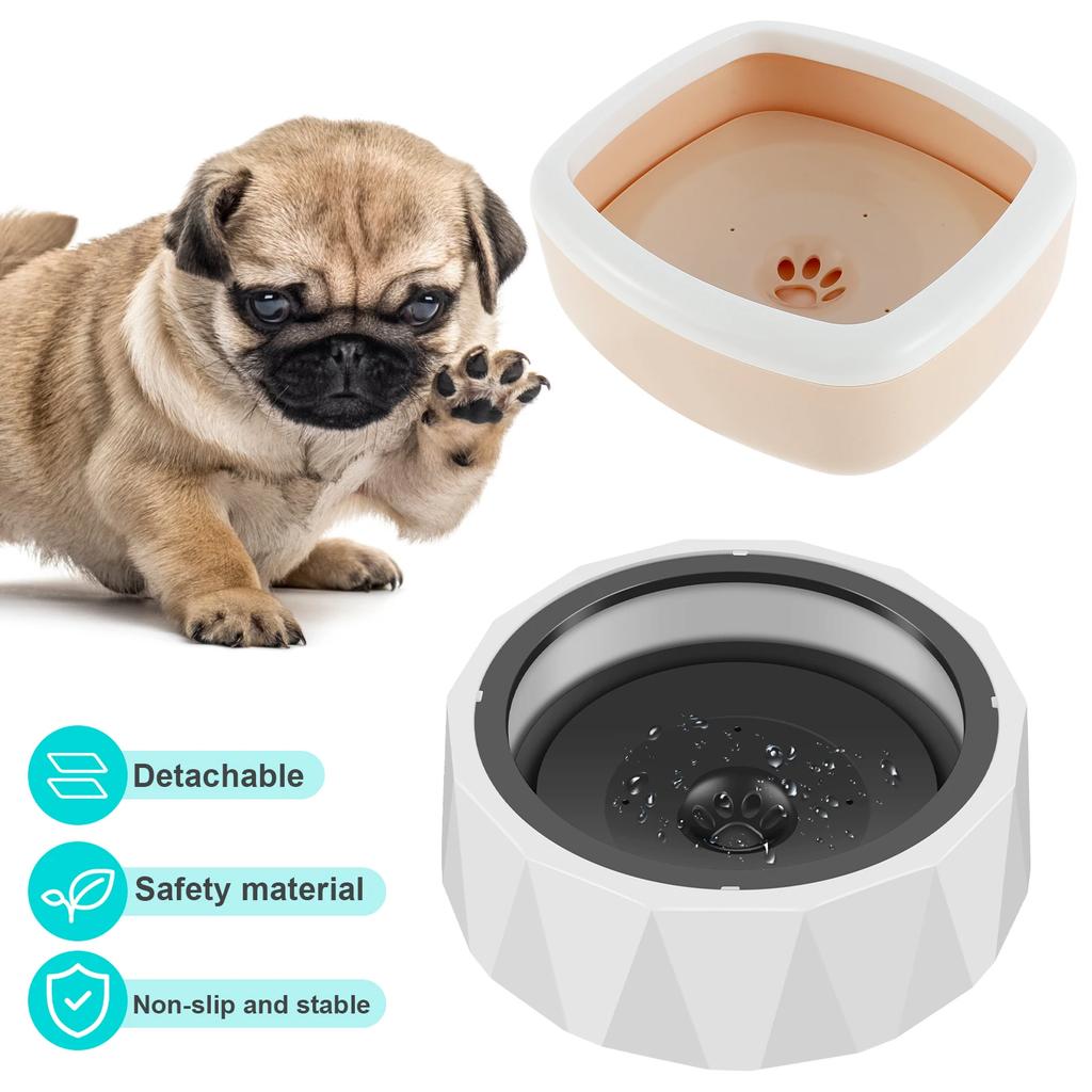 Pet Water Bowl Anti-splash Dog Water Bowl 1L Large Capacity Pet Floating Bowl Detachable Drinking Water Feeder for Cats Dogs