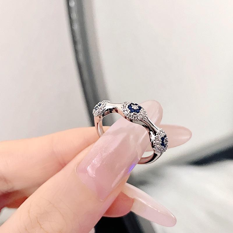 Blue Eyes Devil'S Eye Set Light Luxury Niche Design Open Ring Temperament Turkish Zircon