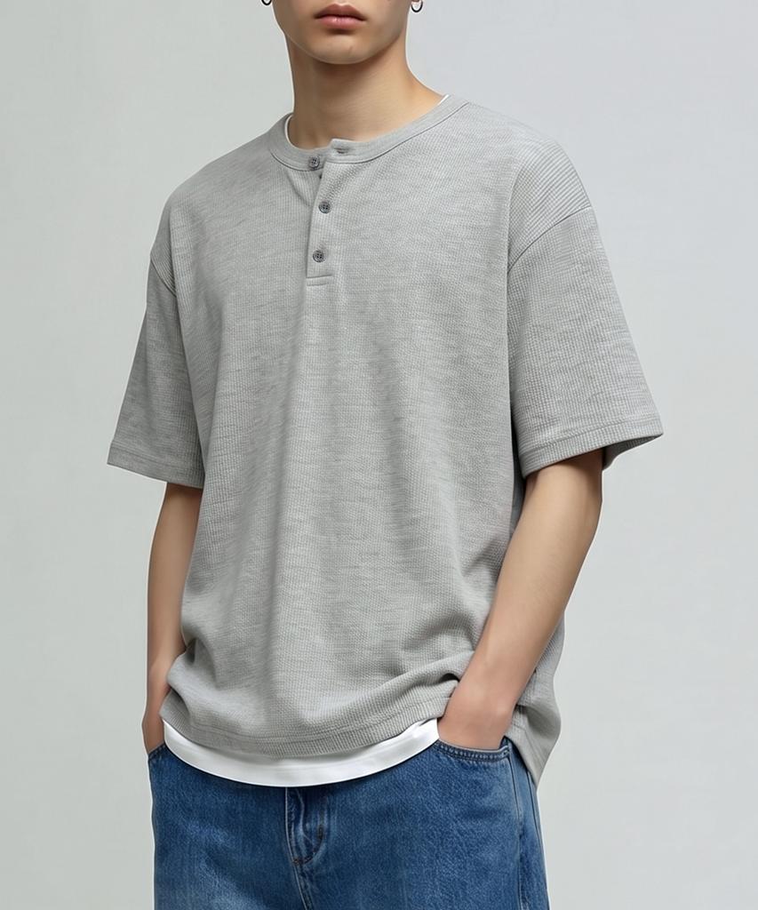 VERYVAIN Grid Waffle Henley Knit- 3 Color