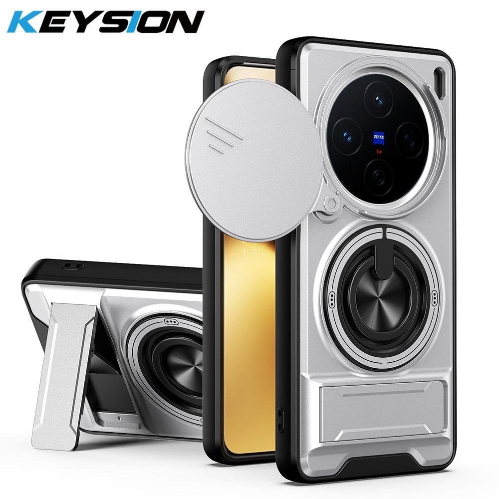 KEYSION Custodia Magnetica per Telefono per VIVO X200 Pro 5G Protezione Fotocamera a Scorrimento Supporto Verticale Anello a 360° Cover Antiurto per VIVO X200