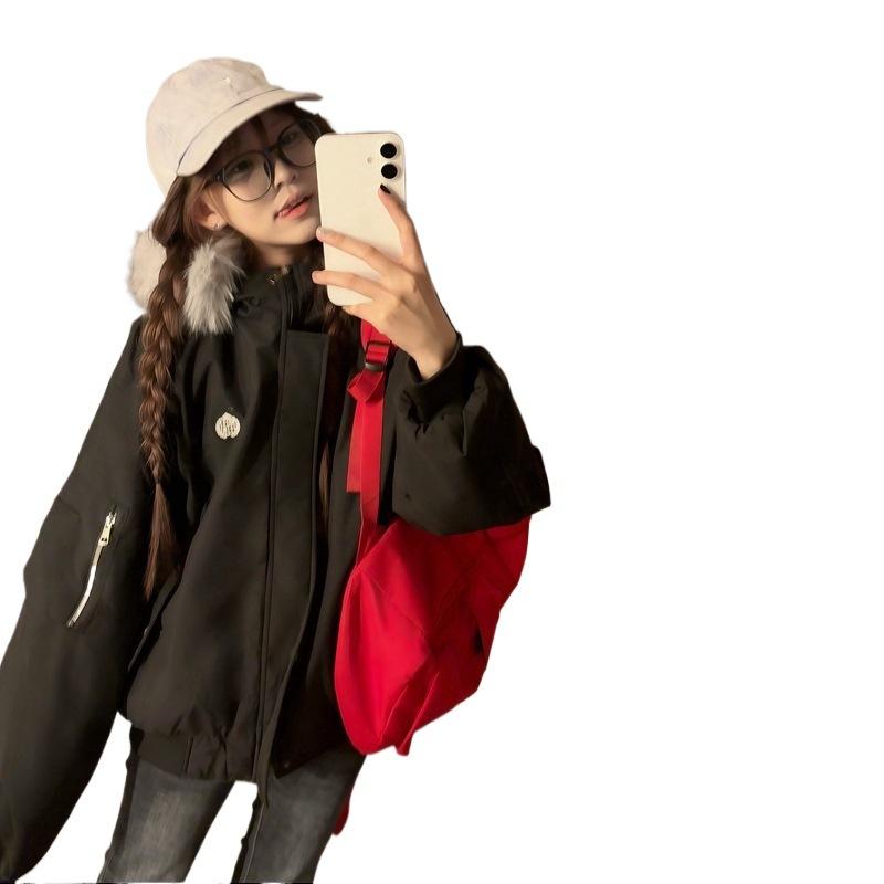 Down padded clothes women's short winter American retro men's and women's padded clothes padded jackets thickened small jackets