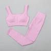 Women's Solid Color Seamless Ribbed Sports Bra and High Elastic Yoga Set