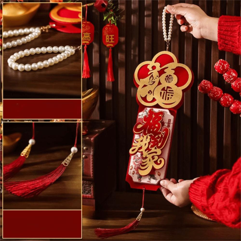 

Creative Chinese Style Spring Wall Pendants Red Classical with Tassels New Year Pendant Festive Ornaments New Year Home Decor