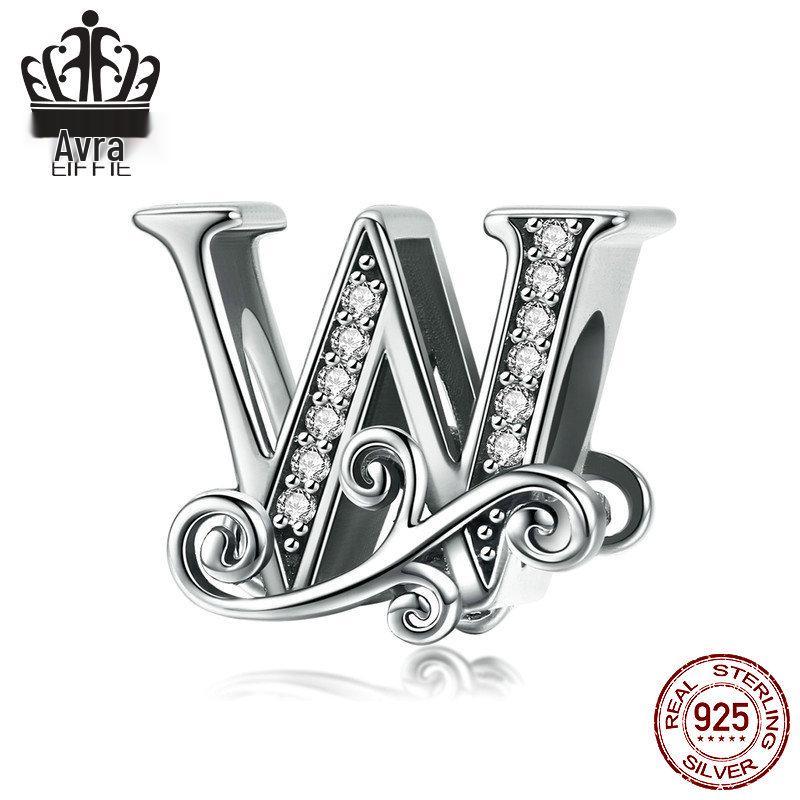 Avle 925 Sterling Silver English Letter Beaded Bracelet Beads