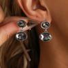 Women's Exquisite Geometric Oval Pendant, Simple, Personalized, Creative, Sparkling Rhinestone Pendant Earrings
