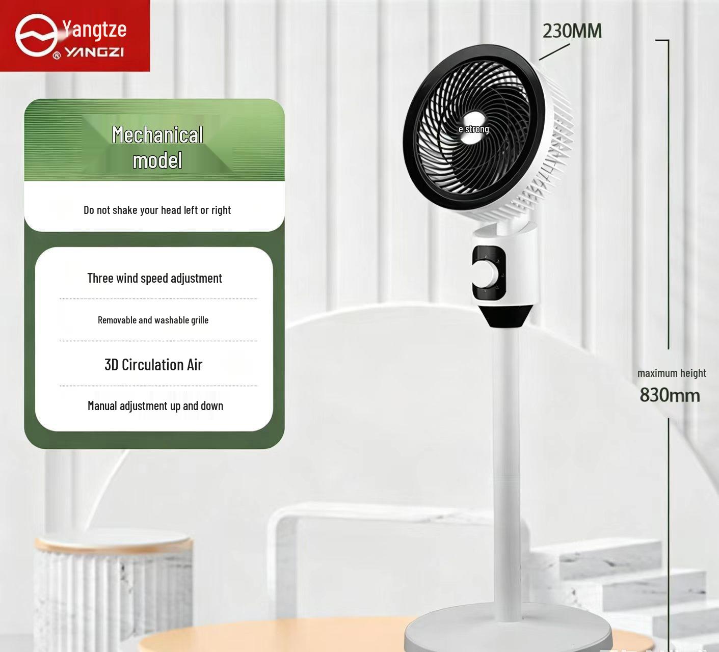 Yangzi Silent Air Circulation Fan with Remote Control - Table & Floor Dual-Use Electric Fan