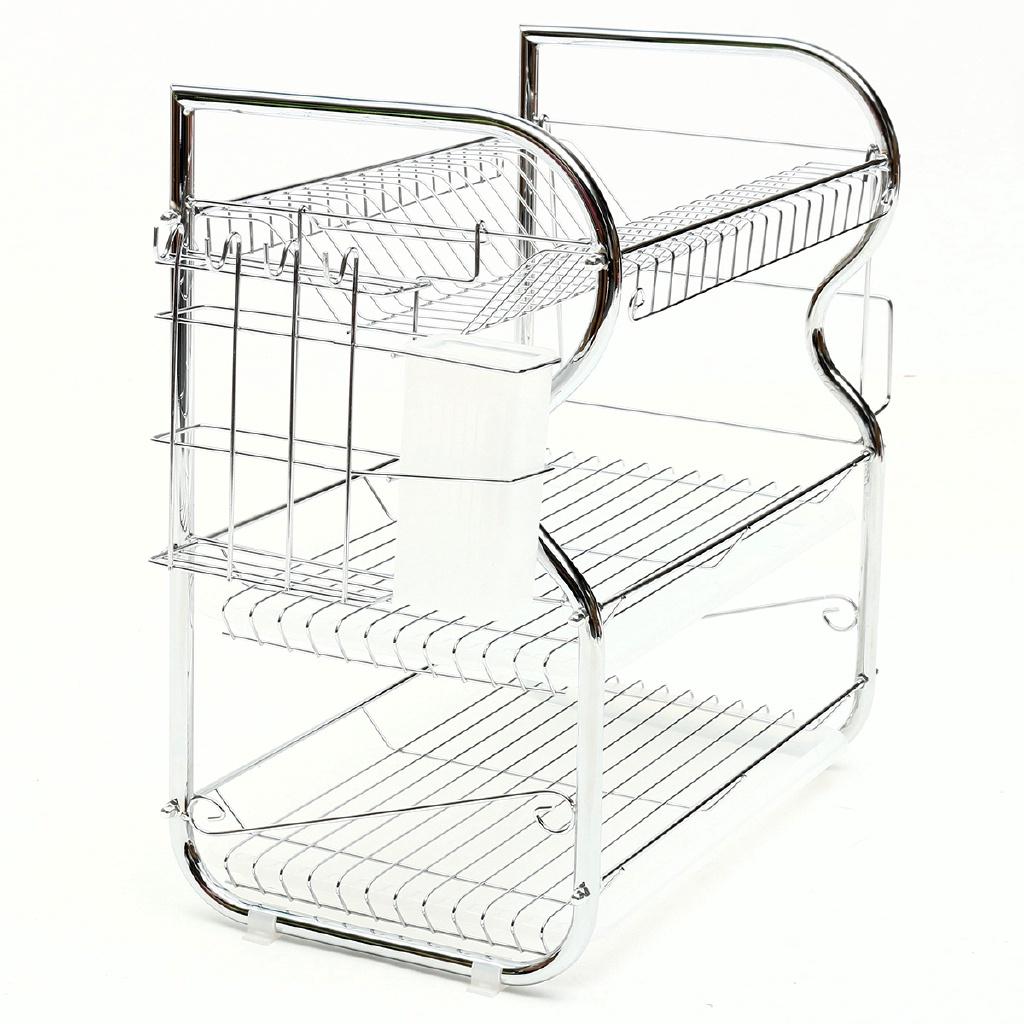 2/3 Tiers Stainless Steel Home Washing Kitchen Sink Dish Drainer Multifunction Dish Drying Rack Holder Basket