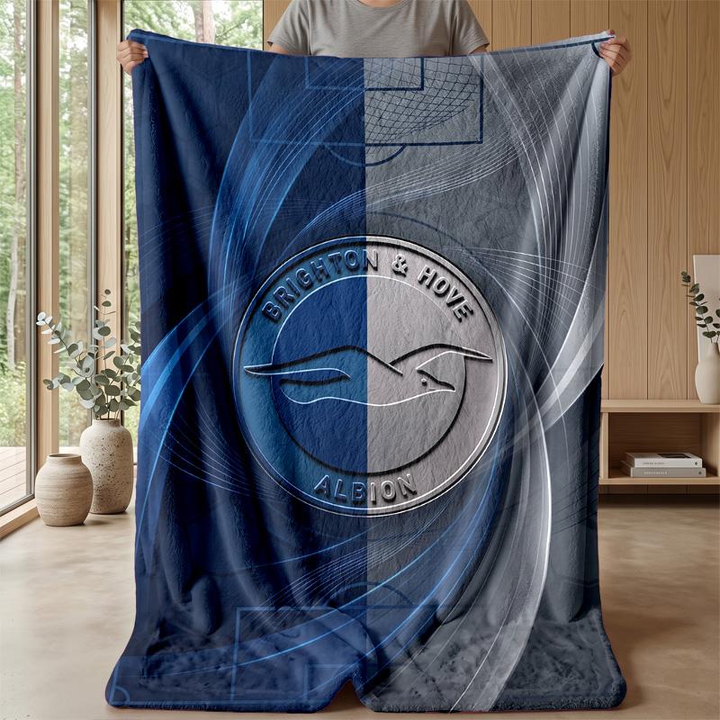 Coperta in Flanella con Stampa Calcio Brighton & Hove Albion, Coperta Morbida Calda Leggera per Divano Letto Campeggio