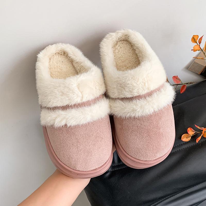 Fur Slippers for Women Winter Fluffy Warm Thick Sole Plush Cozy Slides Home Indoor Platform Cotton Shoes Pantuflas Mujer
