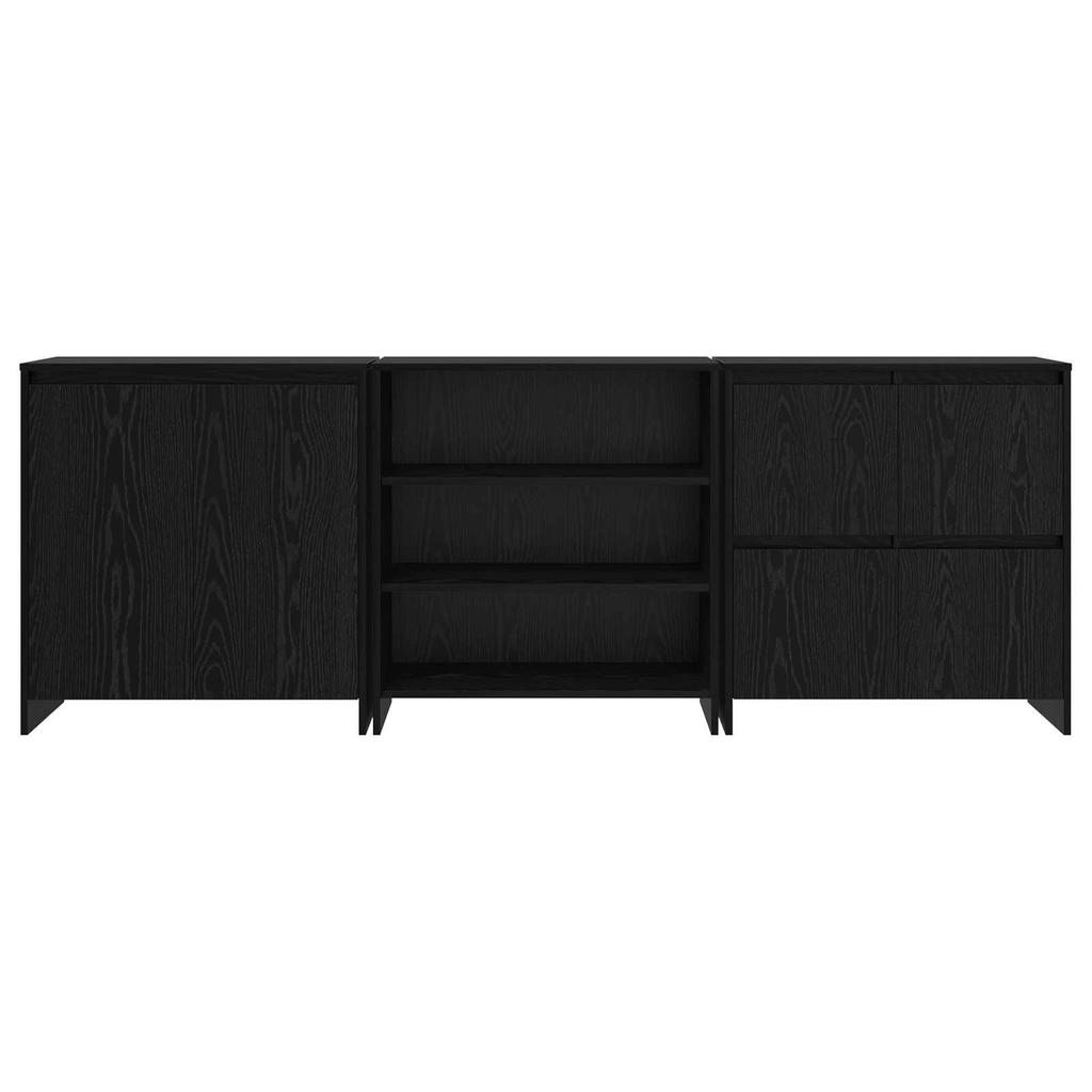 Sideboard Set 3 pcs Black Oak Effect 70 x 41 x 75 cm