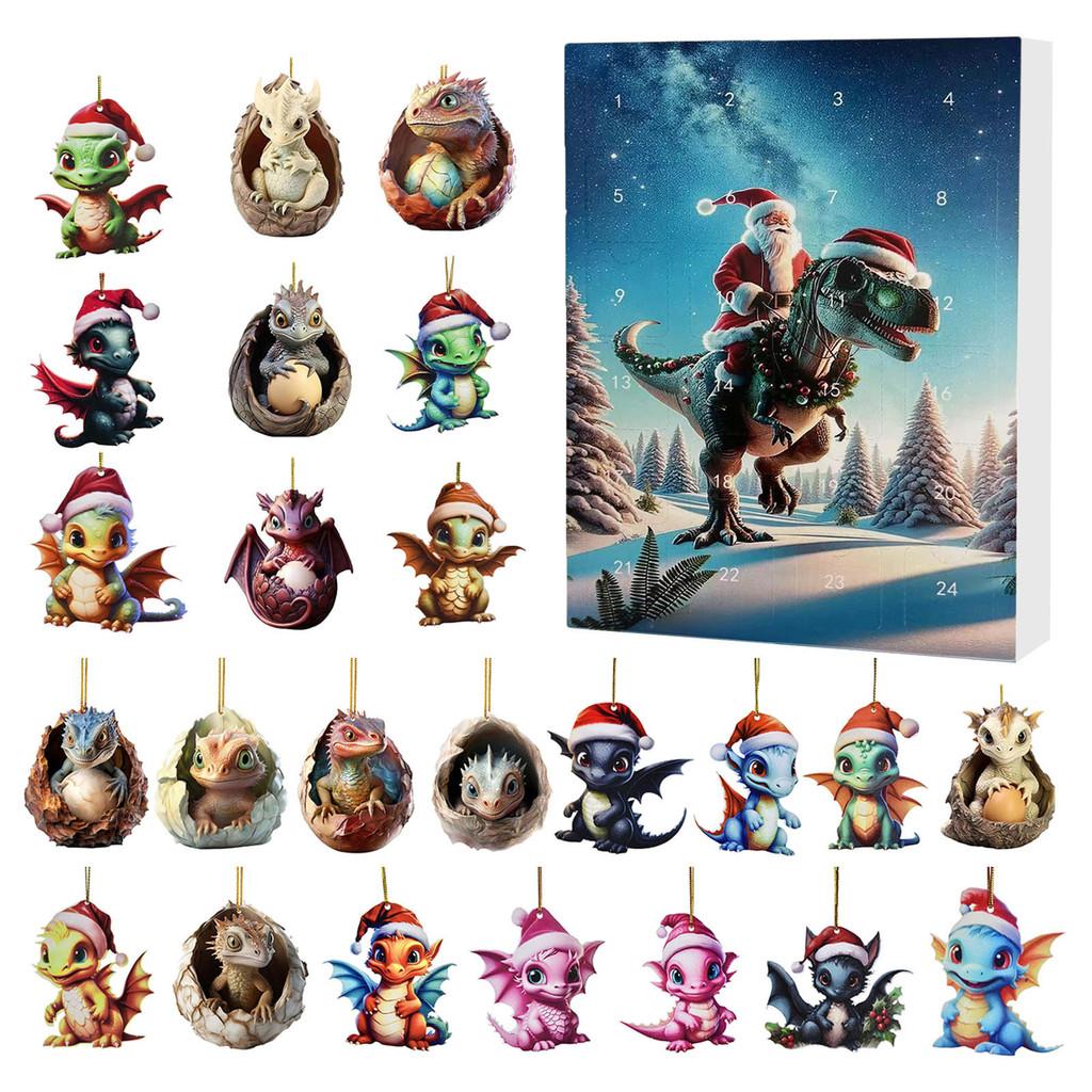 Weihnachts-Countdown Blind Box Mini Acryl Drachenbaby Anhänger Geschenk für Feiertagspartys