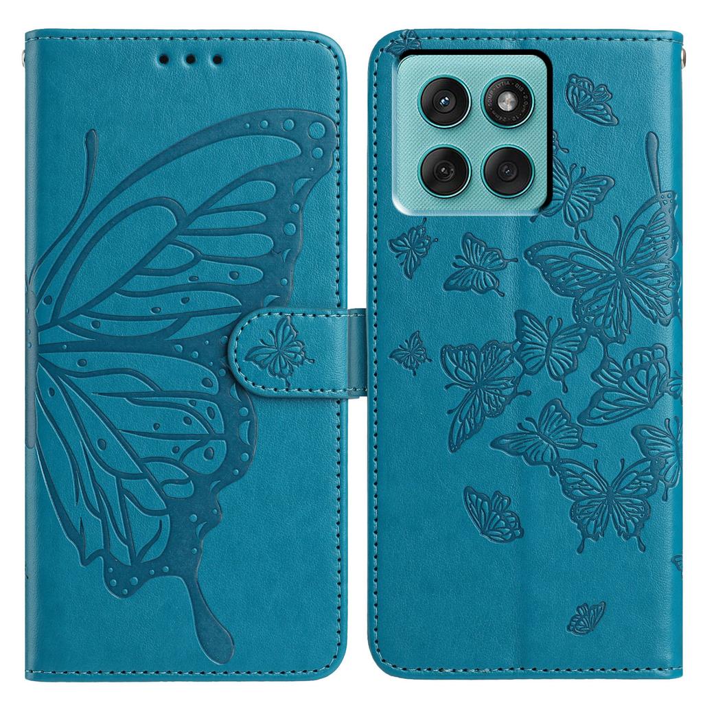 For Motorola Edge 60 Fusion 5G Case Butterfly Imprinted Wallet Stand PU Leather Flip Phone Cover with Strap