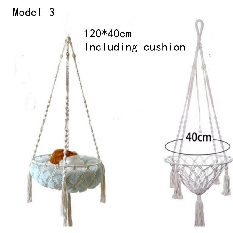 Handmade woven tassel Bohemian style pet cat hammock swing, with cotton padding, suitable for sleeping and playing.