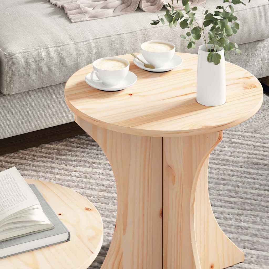 Coffee Table Set 2 pcs Natural Solid Pine Wood