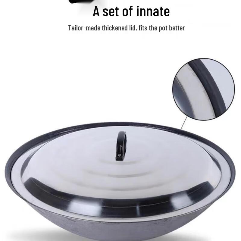GOWKE Traditional Cast Iron Wok with Lid