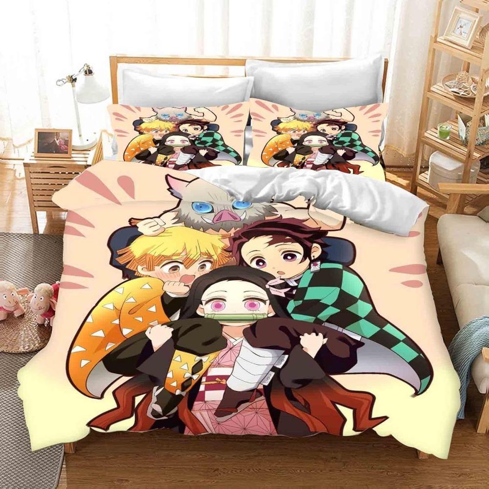 Cartoon Anime Bed Linen,Microfibre Bedding Sets, Children's Bed Linen with Zip Room Decor  Duvet Cover  for Teenagers  Adult