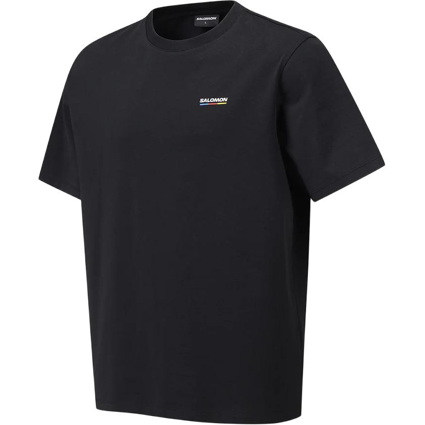 Salomon Solid Color Logo Round Neck Loose Short Sleeve T-Shirt Unisex Tops Black C28149