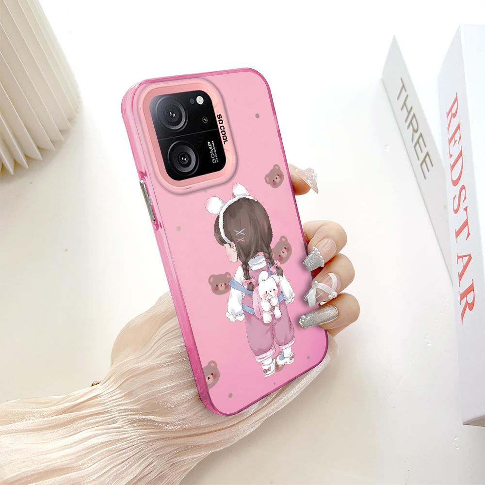 

Окрашенный узор, цветной серебристый, двухсторонний, жесткий, противоударный чехол для телефона Xiaomi Redmi Poco Xiaomi Poco F7 Pro темно-розовый