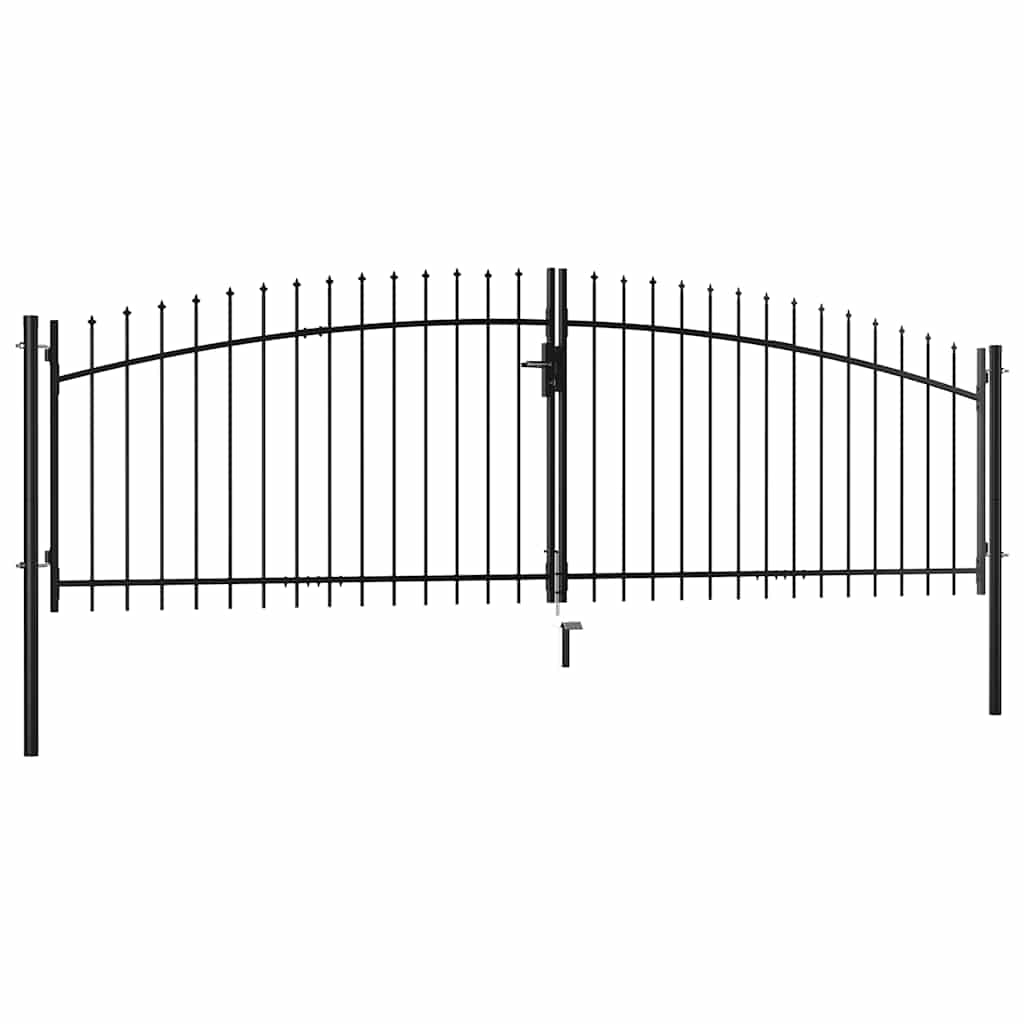 Vidaxl Double Wing Gate With Decorative Spikes, 400 X 150 Cm