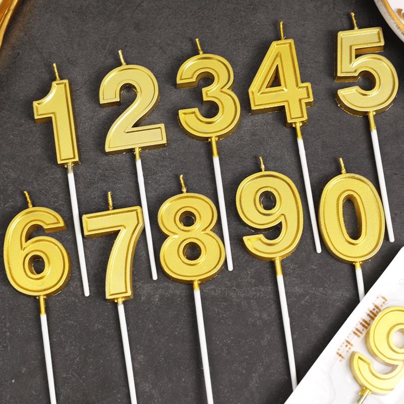 Large Gold Number Candles for First Birthday, Full Moon, Children's Cake Decorations, and Party Accessories.