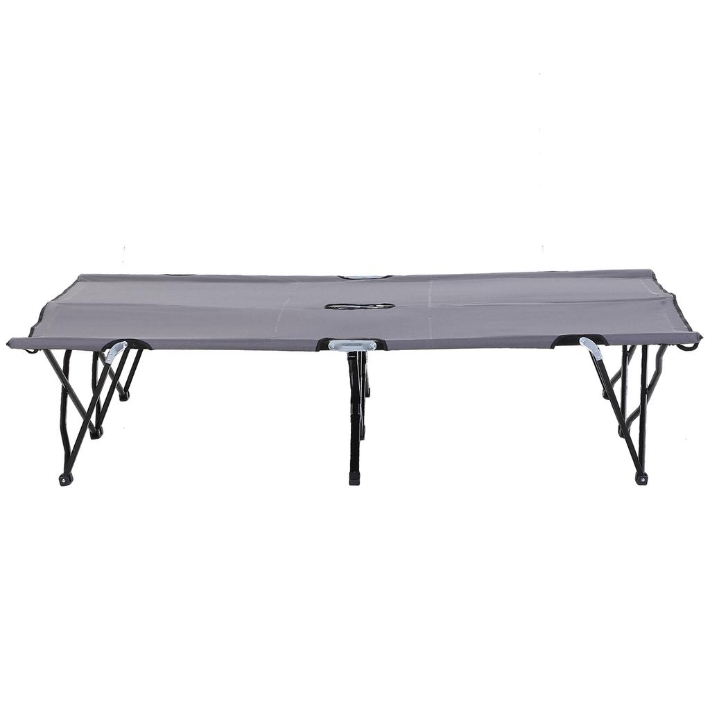 Double Camping Cot Bed, with Bag - Grey