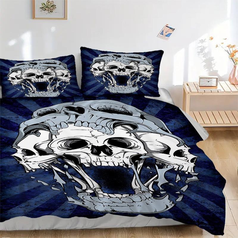 3pcs bedding set Skull Horror Includes 1 Comforter + 2 Pillowcases, Without Pillow Inserts, Soft Comfortable, Lightweight Breathable088