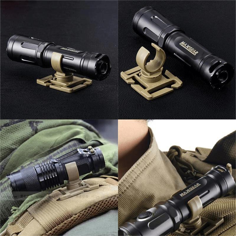 2pcs Rotating flashlight clip, water pipe clip, backpack clip, 25mm webbing tactical buckle, outdoor camping accessories