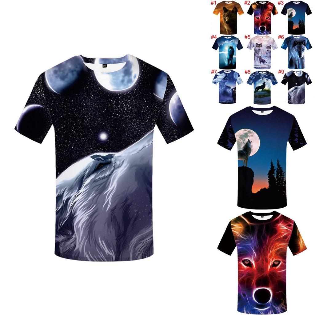 Men's Wolf Mountain 3d Print Summer Casual T-shirt With Stunning Graphic Design