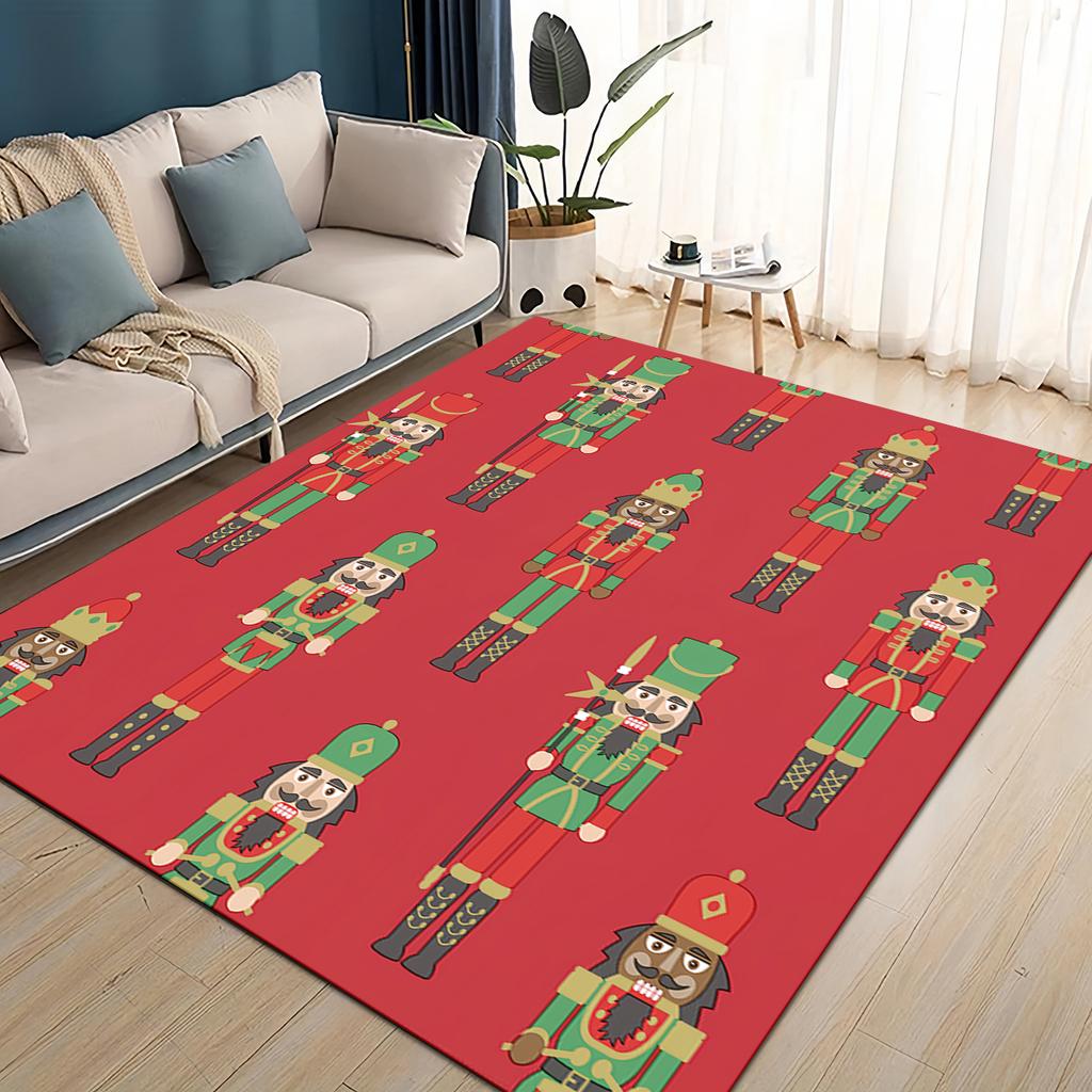 Merry Christmas Cartoon The Nutcracker Doll Festival Gift Carpet Rug for Living Room Bedroom Home Sofa Decoration,Non-slip Mat