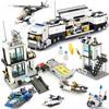 Stadt Polizeistation Bausteine ​​Gefängnis LKW Hubschrauber Boot mit Polizisten Bausteine ​​Spielzeug für Kinder