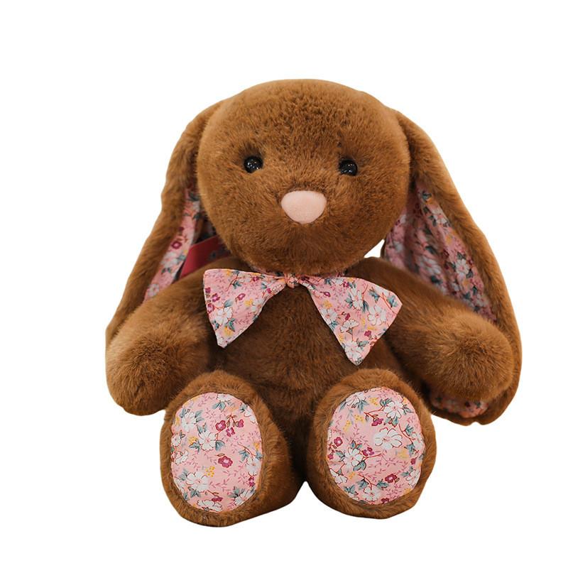 Cute Floral Bunny Plush Toy With Soft Short Pile For Children And Gift Giving
