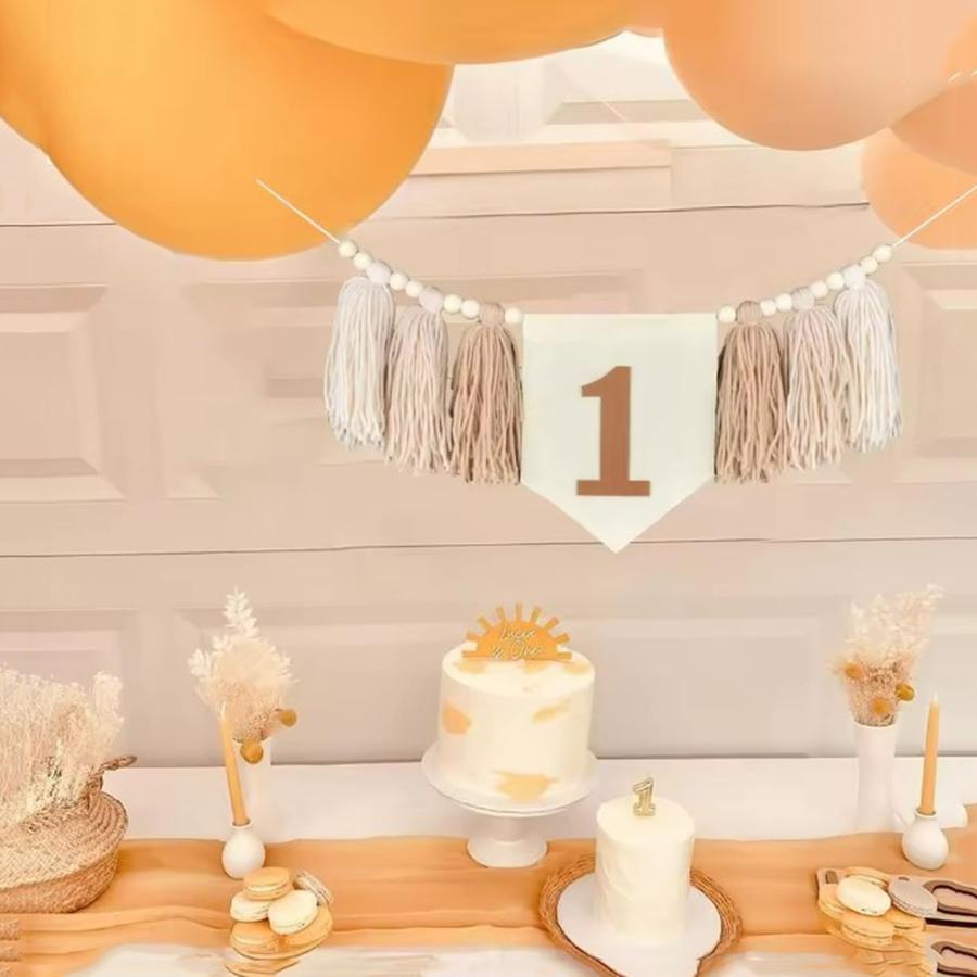 Boho 1st Birthday High Chair Banner Party Decoration for Girl Baby Shower Pink Wall Hangings Decorative for Kids Bedroom Gift