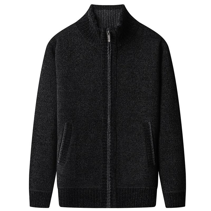 Men Thick Sweater Jacket Men Autumn Winter Men Stand Collar Knitted Cardigan Sweater Male Fleece Warm Zipper Sweatercoat