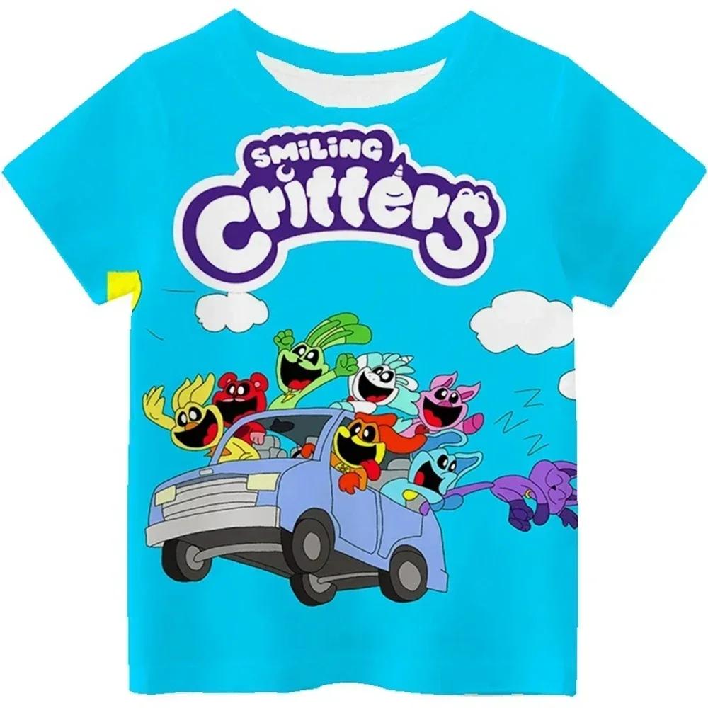 Children T Shirt Smiling Critters 3D Print Short Sleeve T-Shirt Cartoon Kids Tops Summer Clothing Casual Tee Kids Adults T-shirt