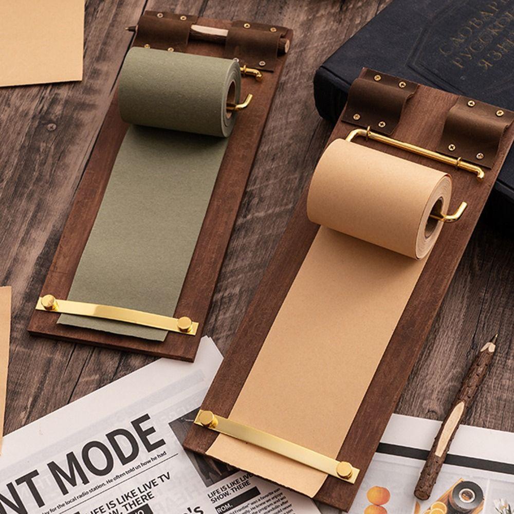 Tear-Off Roll-Up Sticky Note Board Retro Wooden Memo Clipboards  Office Accessories
