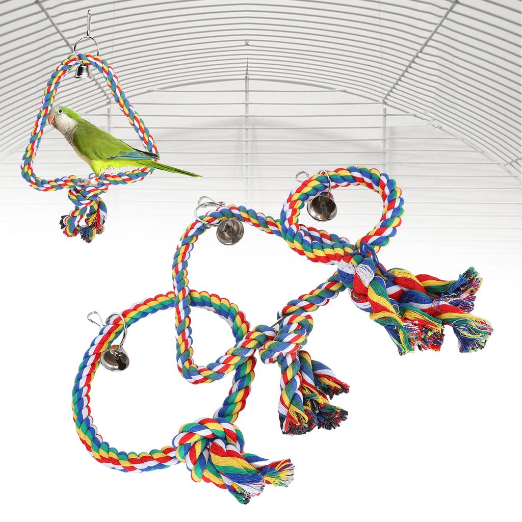 3pcs set Cotton Rope Bird Swing Toy Parrot Two Styles Cage Perch Stand Hanging Swings Toys