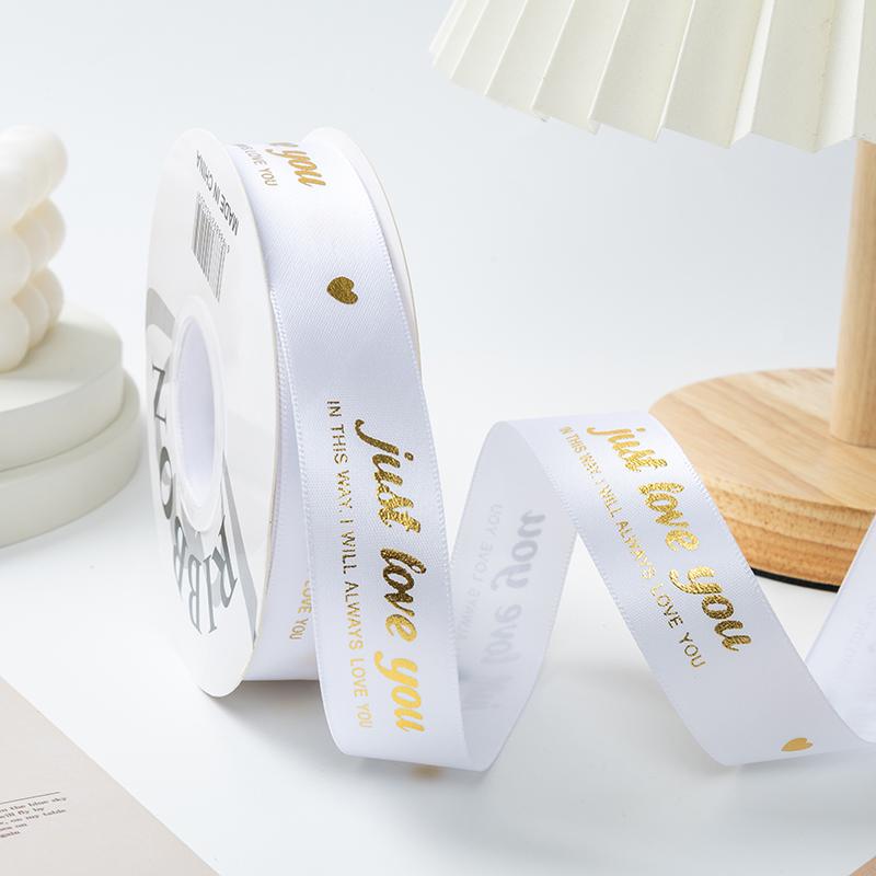Heart Pattern Gold-embossed Polyester Cake Ribbon Valentine s Day Floral Bouquet Flower Packaging Ribbon Valentine s Day