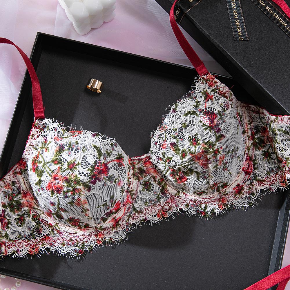 Cecilia Stylish Lace Floral Fishbone Crop Top & Bra Set - Sexy, Comfortable, Breathable Women's Wear