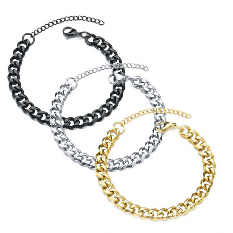 Stainless Steel Six-Sided Polished Cuban Bracelet: 3.5/5/7mm, Hip-hop Style, Simple and Trendy