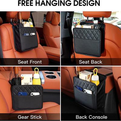 Multi-functional Car Seat Back Storage Bag Leather Storage Bag Garbage Bag Storage Bag Garbage Can Storage for Most Models