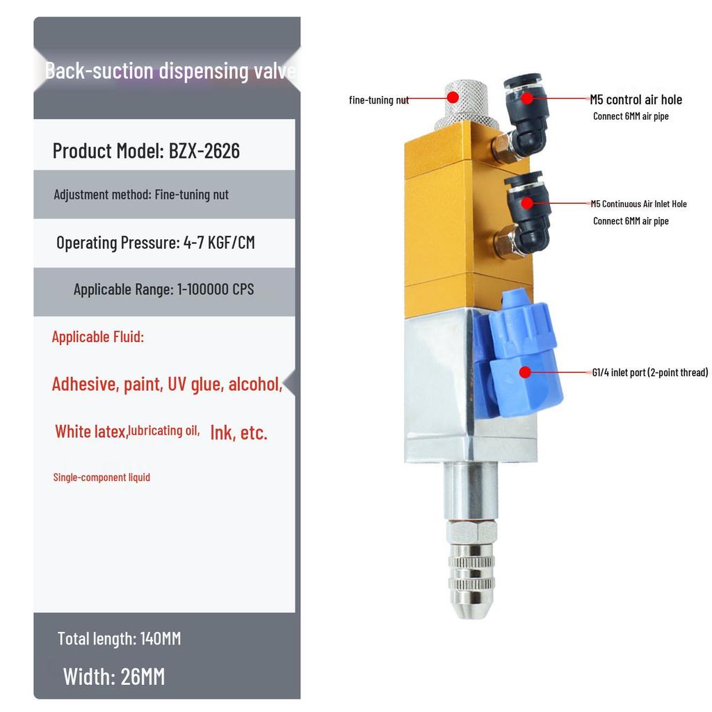Precision Glue Dispensing Valve 3131 - Back Suction Pneumatic Glue Nozzle