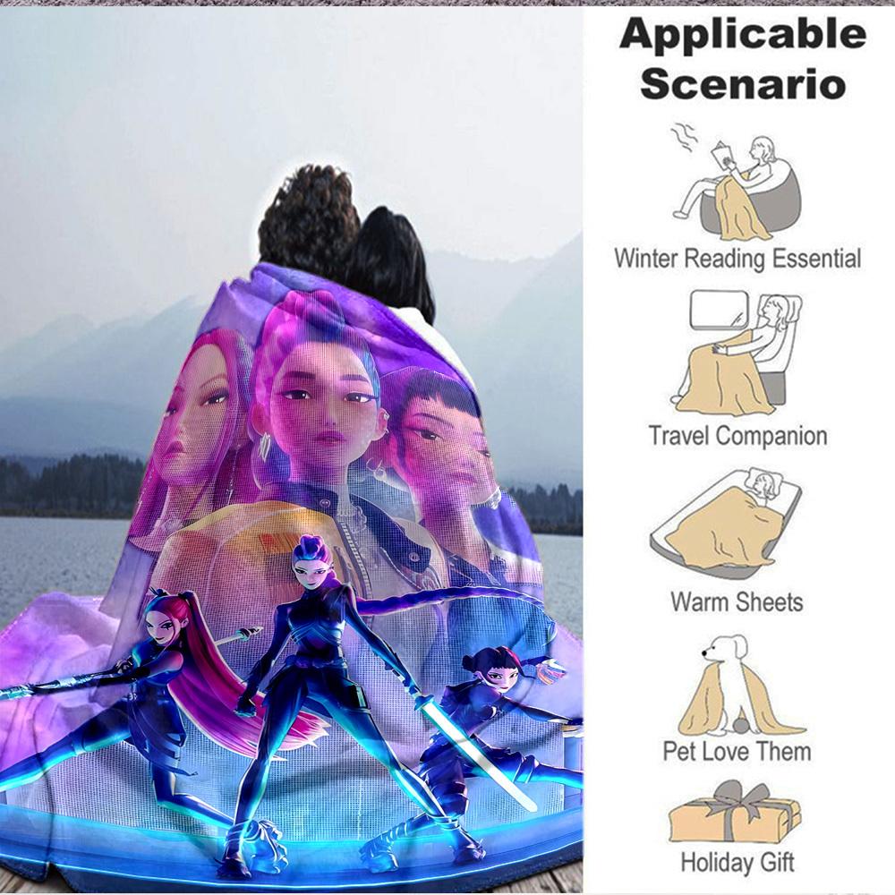 1PC K POP Demon Hunters, Huntrix Blanket, Throw For Sofa, Bed, Travel, Camping, Livingroom,