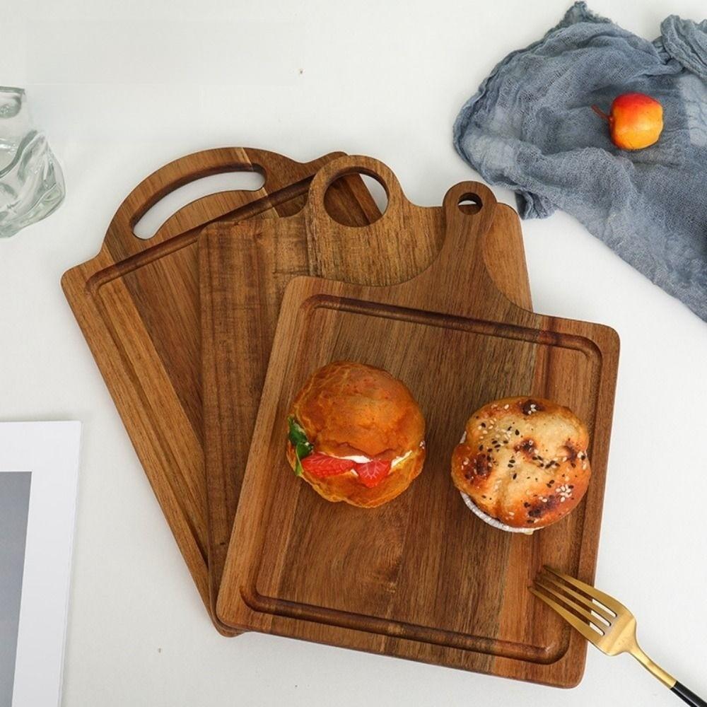 Multi-Purpose Charcuterie Serving Tray Sap Groove Pizza Pan Durable Steak Board Bread
