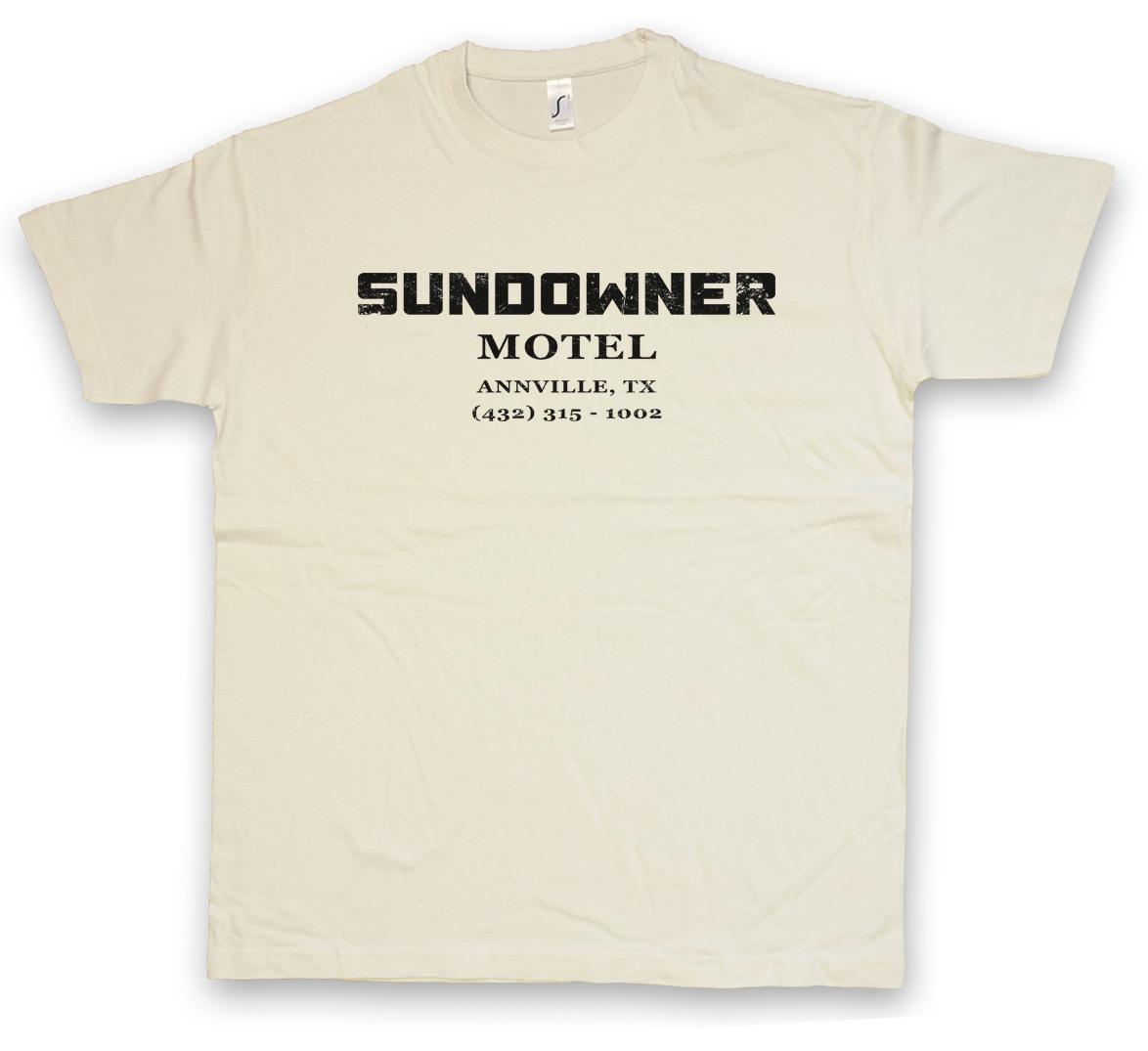 

SUNDOWNER MOTEL T-Shirt Mens Womens Tees Top Whisky Jesse Comic Preacher Cassidy Custer Texas Hotel M