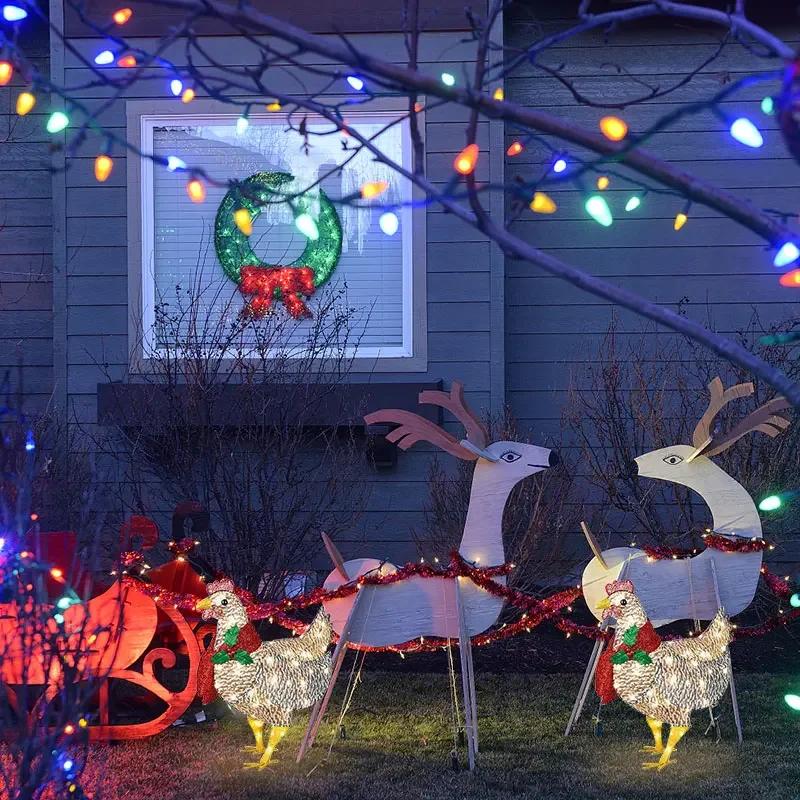 1 pezzo Luci Notturne a LED per Natale in Cortile Luce Esterna Decorazioni Giardino Ornamenti Gallina Luminescente Polli Pastorali Lampade