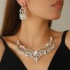 Inlay Rhinestone Necklace Earring Set Fashion Clavicle Chain Jewelry Set  Banquet
