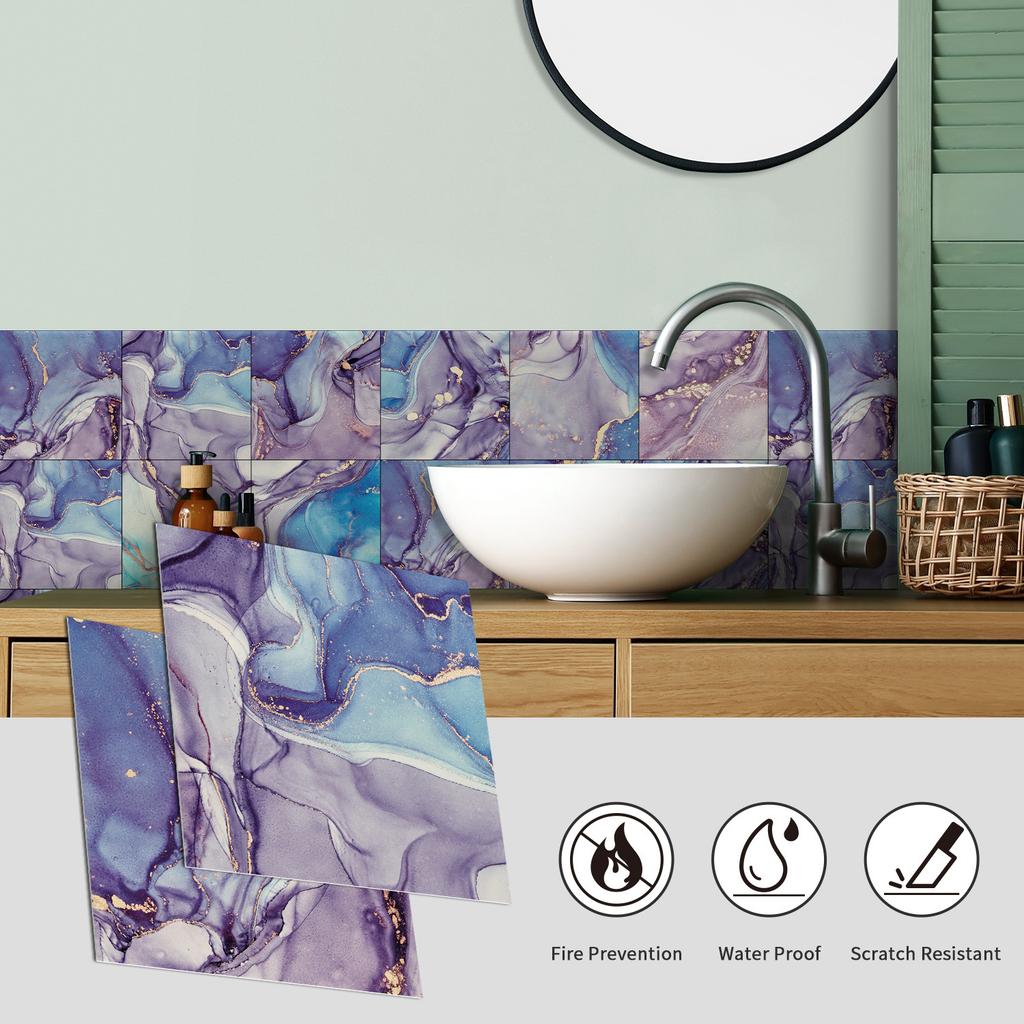 Self-adhesive Wall Sticker Kitchen Bathroom Waterproof and Oil-proof Crystal Tile Sticker Marble Pattern Home Decoration Wallpaper