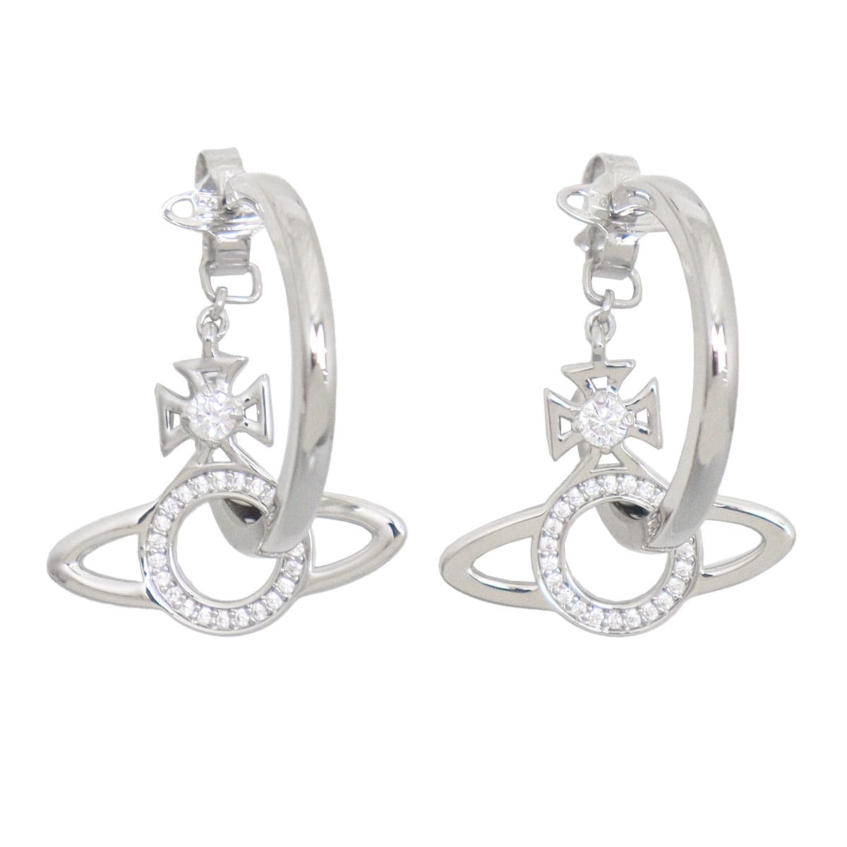 

Vivienne Westwood Miranda Orb Hoop Earrings in Silver with White for Men and Clear, 62010105, Women.
