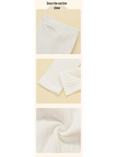 Infant & Toddler Ribbed Leggings: Elastic Slim Fit for Spring & Autumn - Solid Colors